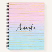 Roze Blauwe Ombre met Gouden Lijnen Notitieboek (Voorkant)