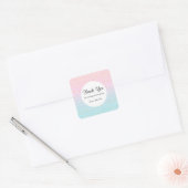 Roze Blauwe Ombre met Gouden Lijnen Party Dank U Vierkante Sticker (Envelop)