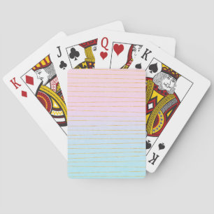 Roze Blauwe Ombre met Gouden Lijnen Pokerkaarten