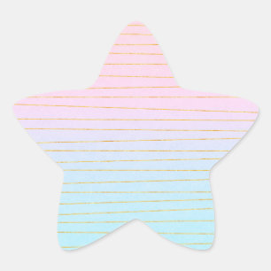 Roze Blauwe Ombre met Gouden Lijnen Ster Sticker