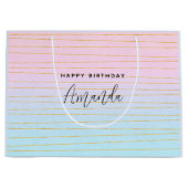 Roze Blauwe Ombre met Gouden Lijnen Verjaardag Groot Cadeauzakje (Voorkant)