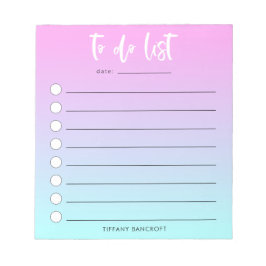 Roze blauwe ombre om een lijstmeisje te doen notitieblok