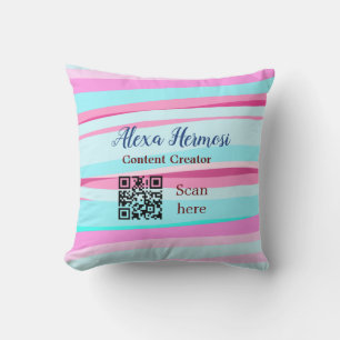 Roze blauwe ombre voeg naam beroep q r code titel kussen