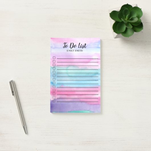 Roze blauwe Paarse checkbox met Waterverf aflevere Post-it® Notes (Kantoor)