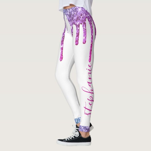 Roze blauwe paarse dripende glitter aangepaste naa leggings (Links)