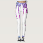Roze blauwe paarse dripende glitter aangepaste naa leggings (Voorkant)
