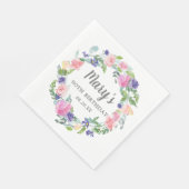 Roze blauwe Paarse Floral 90e verjaardag Servet (Hoek)