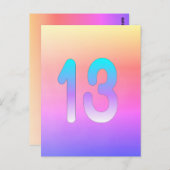 Roze blauwe Paarse gradiënt 13e verjaardag Briefkaart (Voorkant / Achterkant)