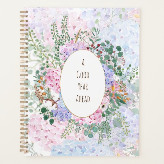 Roze Blauwe paarse Hortensia Arrangement 1 Patroon Planner (Voorkant)