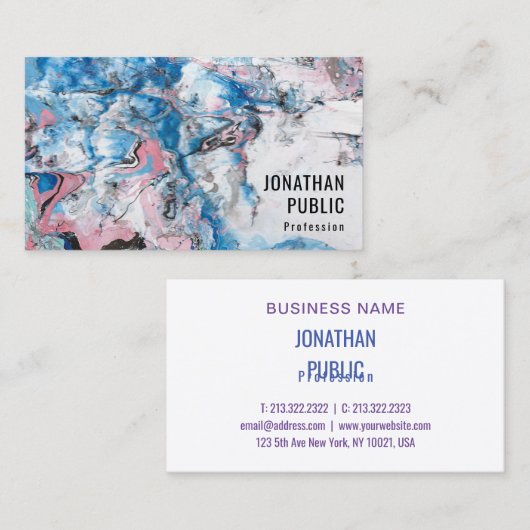 Roze blauwe Paarse moderne Abstracte legante Sjabl Visitekaartje (Voorkant / Achterkant)