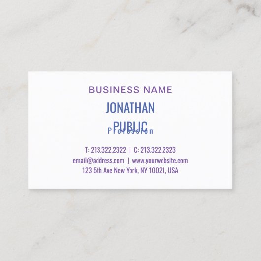 Roze blauwe Paarse moderne Abstracte legante Sjabl Visitekaartje (Achterkant)