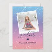 Roze blauwe Paarse regenbooggradiënt Afstuderen Fo Aankondiging (Voorkant)