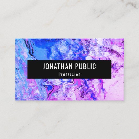 Roze blauwe Paarse Trendy Moderne Abstracte Kunst Visitekaartje (Voorkant)
