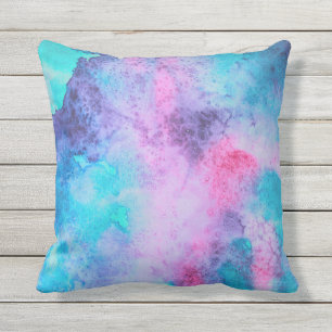  roze blauwe Paarse Waterverf kunst Buitenkussen