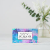  roze blauwe Paarse Waterverf kunst Kortingskaartje (Staand voorkant)