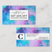  roze blauwe Paarse Waterverf kunst Kortingskaartje (Voorkant / Achterkant)
