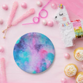 roze blauwe Paarse Waterverf kunst Papieren Bordje (Feest)