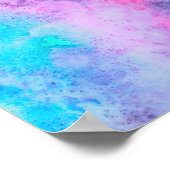  roze blauwe Paarse Waterverf kunst Poster (Hoek)