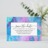  roze blauwe Paarse Waterverf kunst Save The Date (Staand voorkant)