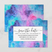  roze blauwe Paarse Waterverf kunst Save The Date (Voorkant / Achterkant)