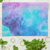 roze blauwe Paarse Waterverf kunst Theedoek (Gevouwen)