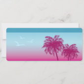 Roze Blauwe Palmen Nep-Instapkaart Save The Date Kaart (Achterkant)