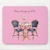 Roze Blauwe Paris Tafel Baguettes Muismat (Voorkant)