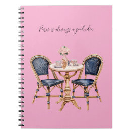 Roze Blauwe Paris Tafel Baguettes Notitieboek