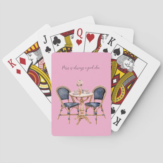 Roze Blauwe Paris Tafel Baguettes Pokerkaarten (Achterkant)