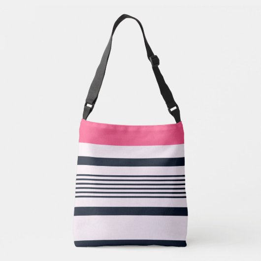 Roze blauwe pastbanden crossbody tas (Achterkant)