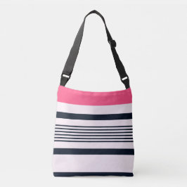Roze blauwe pastbanden crossbody tas