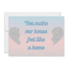 Roze Blauwe Pastel Glitter Hart Valentijnsdag Kaar