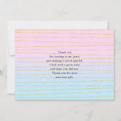 Roze Blauwe Pastel Gradient met Gouden Lijnen Bedankkaart (Achterkant)