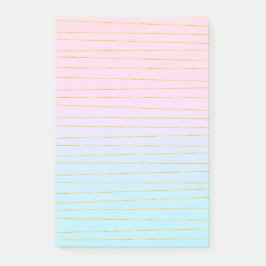 Roze Blauwe Pastel Gradient met Gouden Lijnen Post-it® Notes