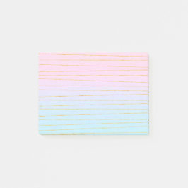 Roze Blauwe Pastel Gradient met Gouden Lijnen Post-it® Notes