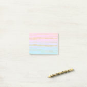 Roze Blauwe Pastel Gradient met Gouden Lijnen Post-it® Notes (Op bureau)