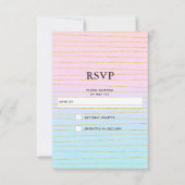 Roze Blauwe Pastel Gradient met Gouden Lijnen Trou RSVP Kaartje (Voorkant)