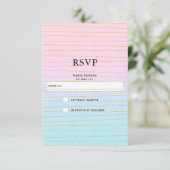 Roze Blauwe Pastel Gradient met Gouden Lijnen Trou RSVP Kaartje (Staand voorkant)