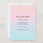 Roze Blauwe Pastel Gradient met Gouden Lijnen Trou Save The Date (Voorkant)