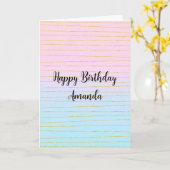 Roze Blauwe Pastel Gradient met Gouden Lijnen Verj Kaart (Gele Bloem)