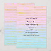 Roze Blauwe Pastel Gradient met Gouden Lijnen Verj Kaart (Voorkant / Achterkant)