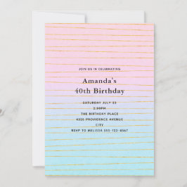 Roze Blauwe Pastel Gradient met Gouden Lijnen Verj Kaart