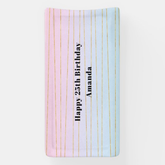 Roze Blauwe Pastel Gradient met Gouden Lijnen Verj Spandoek (Verticaal)