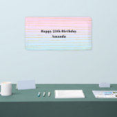 Roze Blauwe Pastel Gradient met Gouden Lijnen Verj Spandoek (Beurs)