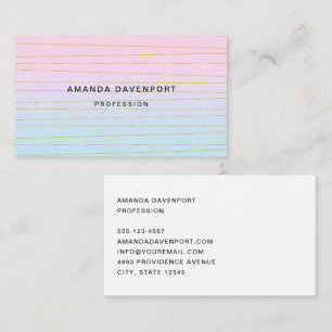 Roze Blauwe Pastel Gradient met Gouden Lijnen Visitekaartje