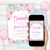 Roze Blauwe Perzik Bloemen Eervolle Verjaardag Kaart