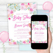 Roze Blauwe Perzik Paarse Baby shower Kaart