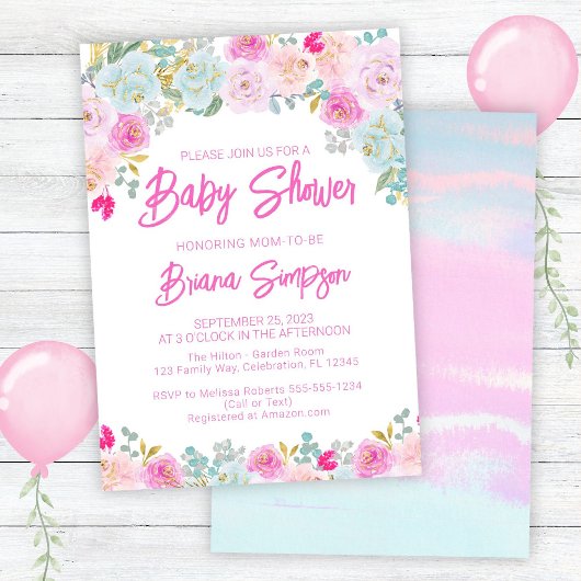 Roze Blauwe Perzik Paarse Baby shower Kaart