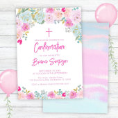 Roze Blauwe Perzik Paarse Bloemen Bloemen Bevestig Kaart