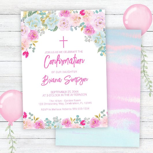 Roze Blauwe Perzik Paarse Bloemen Bloemen Bevestig Kaart